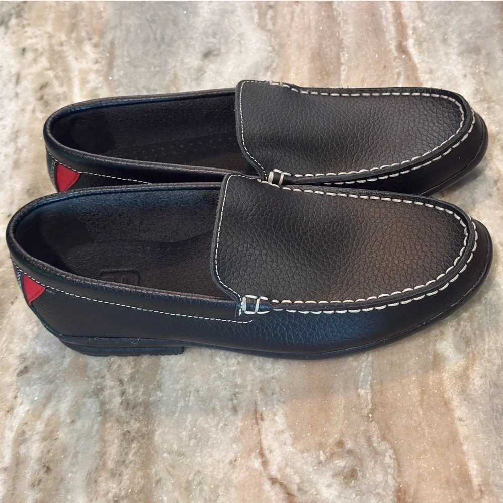 Men’s FOOTJOY Club black leather loafers golf shoes. Size 7